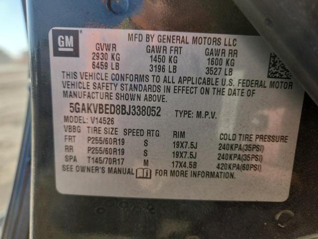 5GAKVBED8BJ338052 - 2011 BUICK ENCLAVE CXL BLACK photo 13