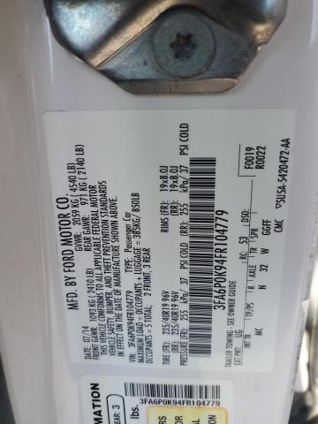 3FA6P0K94FR104779 - 2015 FORD FUSION TITANIUM WHITE photo 12