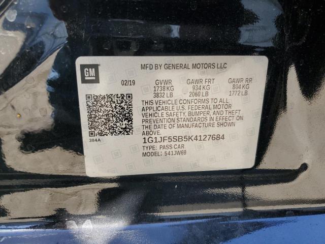 1G1JF5SB5K4127684 - 2019 CHEVROLET SONIC PREMIER BLACK photo 12