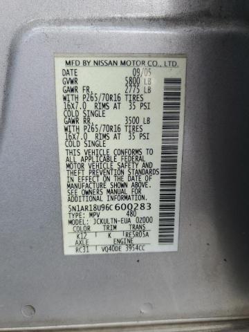 5N1AR18U96C600283 - 2006 NISSAN PATHFINDER LE SILVER photo 13