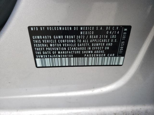 3VW2K7AJ5EM290109 - 2014 VOLKSWAGEN JETTA BASE 银色 照片 12