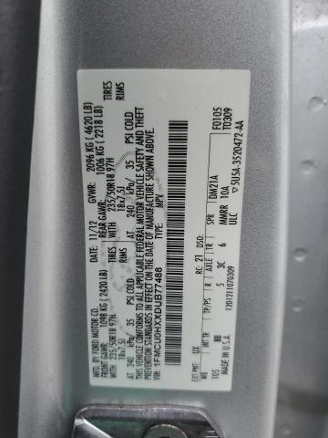 1FMCU0HXXDUB77488 - 2013 FORD ESCAPE SEL SILVER photo 13