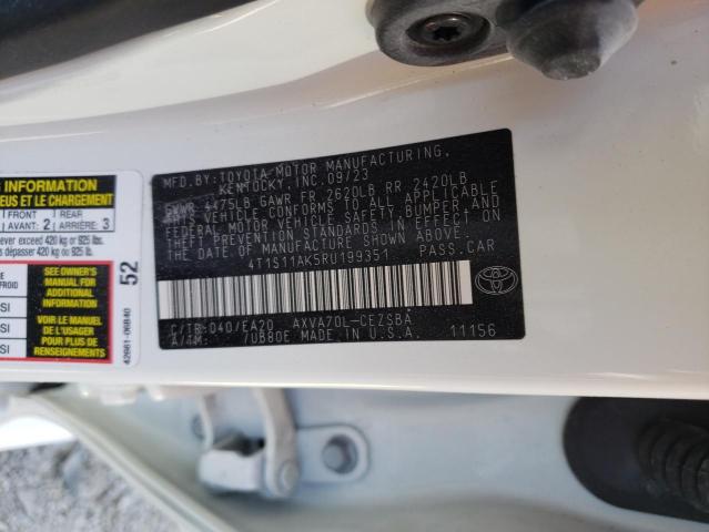 4T1S11AK5RU199351 - 2024 TOYOTA CAMRY SE NIGHT SHADE WHITE photo 12