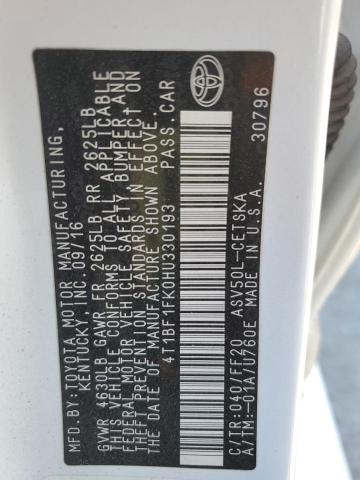 4T1BF1FK0HU330193 - 2017 TOYOTA CAMRY LE WHITE photo 12