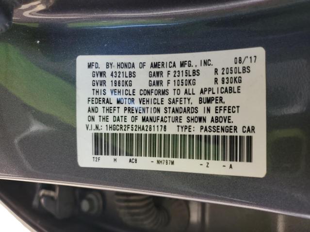 1HGCR2F52HA281176 - 2017 HONDA ACCORD SPORT 灰色 照片 12
