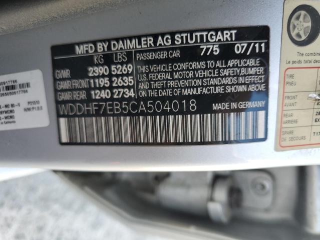 WDDHF7EB5CA504018 - 2012 MERCEDES-BENZ E 63 AMG SILVER photo 12