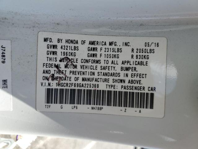 1HGCR2F69GA225369 - 2016 HONDA ACCORD SPORT Ақ фото 13