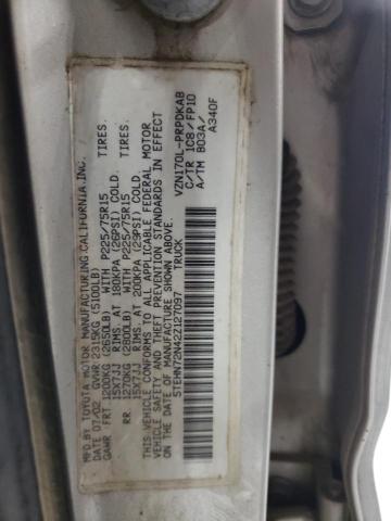 5TEHN72N42Z127097 - 2002 TOYOTA TACOMA DOUBLE CAB SILVER photo 12