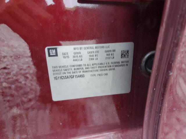 1G11C5SA7GF154493 - 2016 CHEVROLET MALIBU LIMITED LT BURGUNDY photo 13