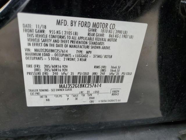 MAJ3S2GE8KC257614 - 2019 FORD ECOSPORT SE BLACK photo 13
