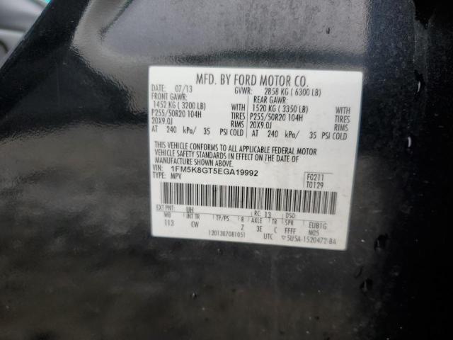 1FM5K8GT5EGA19992 - 2014 FORD EXPLORER SPORT BLACK photo 13