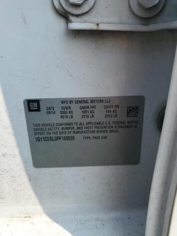 1G11C5SL3FF160596 - 2015 CHEVROLET MALIBU 1LT WHITE photo 12