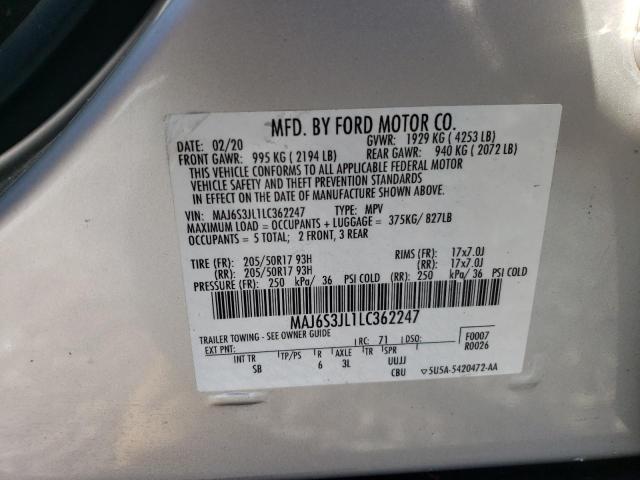 MAJ6S3JL1LC362247 - 2020 FORD ECOSPORT SES SILVER photo 14