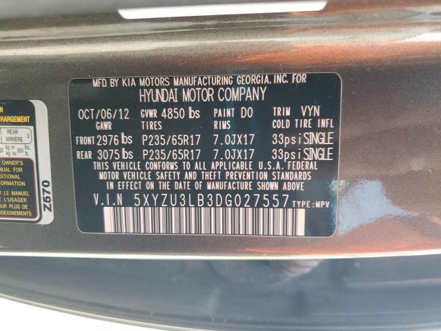 5XYZU3LB3DG027557 - 2013 HYUNDAI SANTA FE S GRAY photo 12