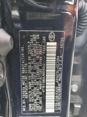 4T1B11HK6JU658042 - 2018 TOYOTA CAMRY L BLACK photo 12