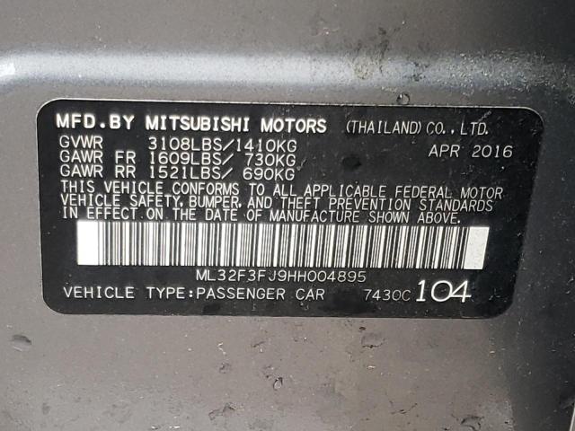 ML32F3FJ9HH004895 - 2017 MITSUBISHI MIRAGE G4 ES ნაცრისფერი ფოტო 12