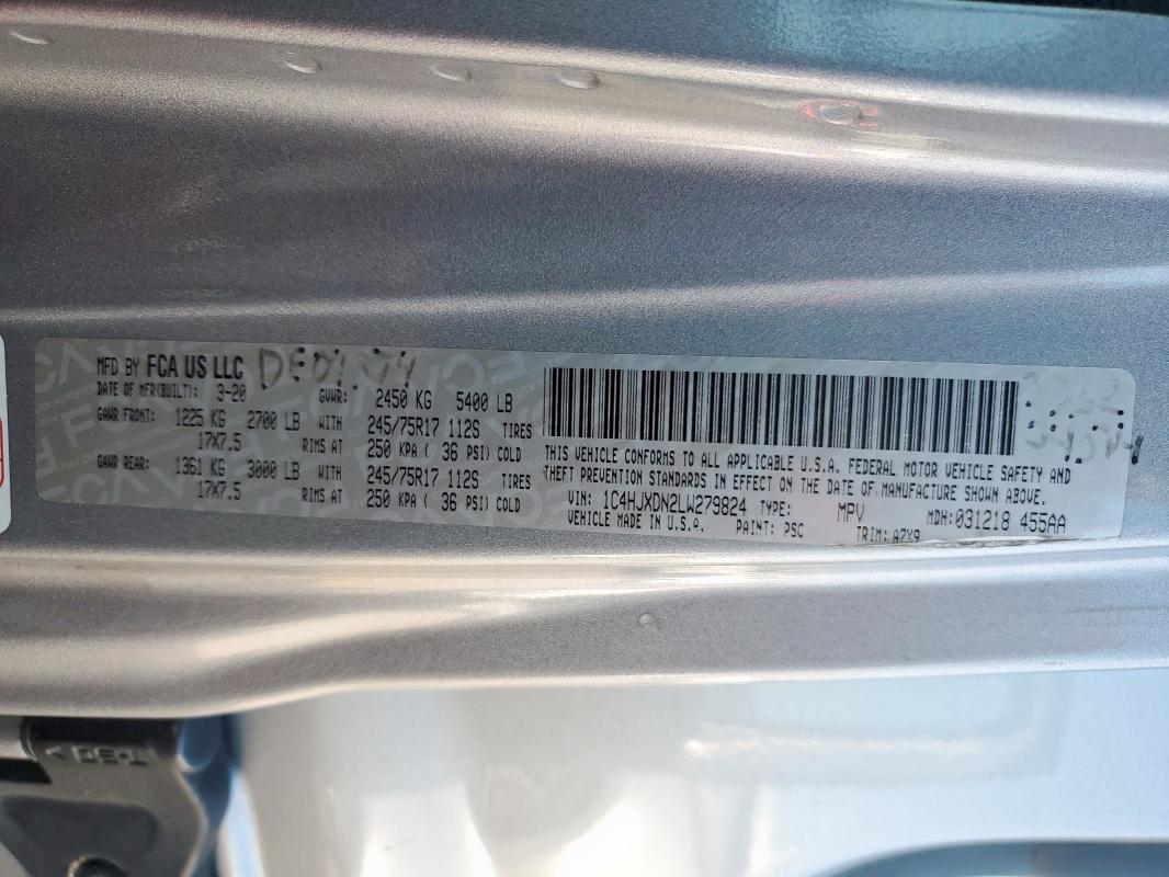 1C4HJXDN2LW279824 - 2020 JEEP WRANGLER U SPORT GRAY photo 12