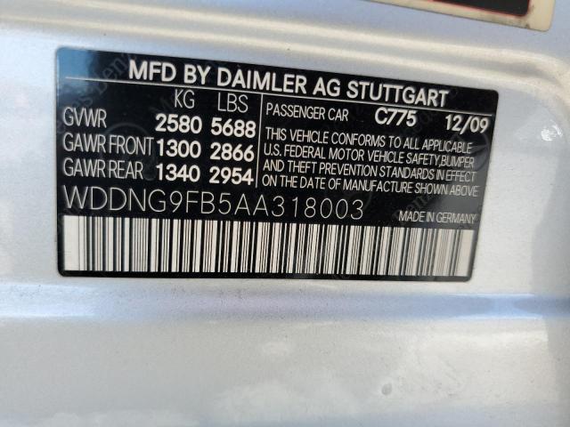 WDDNG9FB5AA318003 - 2010 MERCEDES-BENZ S 400 WHITE photo 12