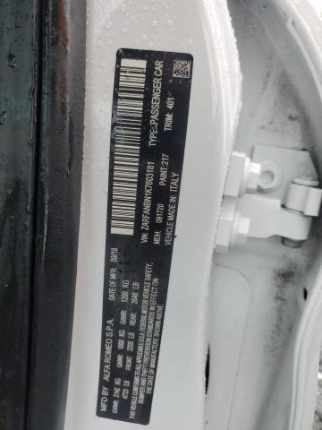 ZARFANBN1K7603181 - 2019 ALFA ROMEO GIULIA TI Білий фото 12