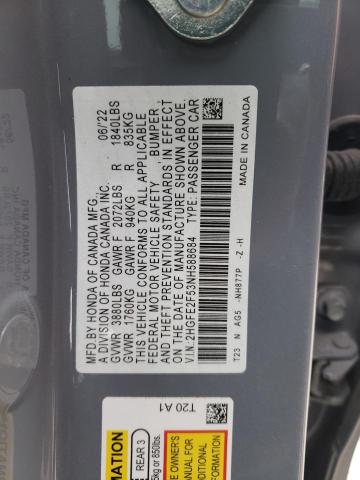 2HGFE2F53NH588684 - 2022 HONDA CIVIC SPORT 灰色 照片 12