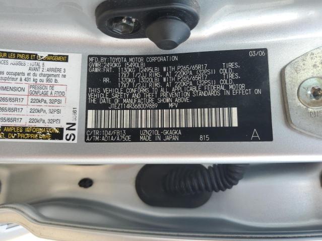 JTEZT14R368009889 - 2006 TOYOTA 4RUNNER SR5 SILVER photo 13