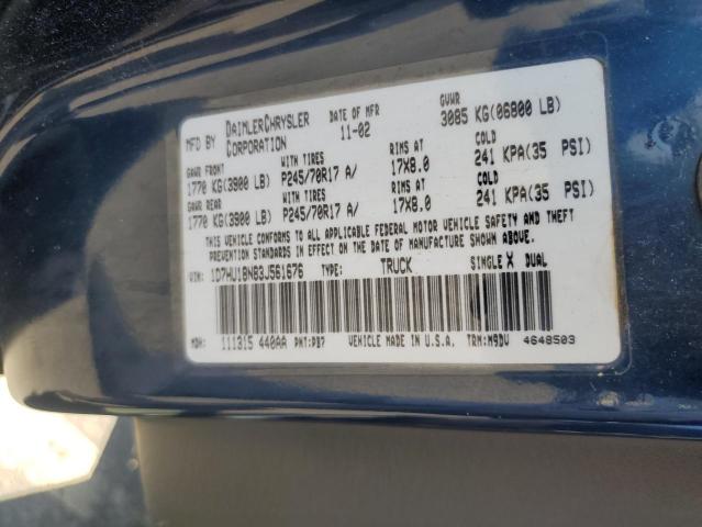1D7HU18N83J561676 - 2003 DODGE RAM 1500 ST BLUE photo 12