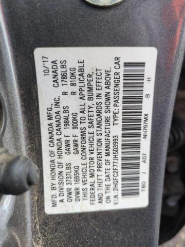 2HGFC2F77JH503993 - 2018 HONDA CIVIC EX GRAY photo 13