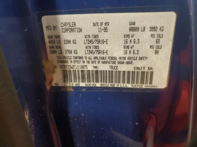 1B7KF23W2TJ118875 - 1996 DODGE RAM 2500 Weiß Foto 13