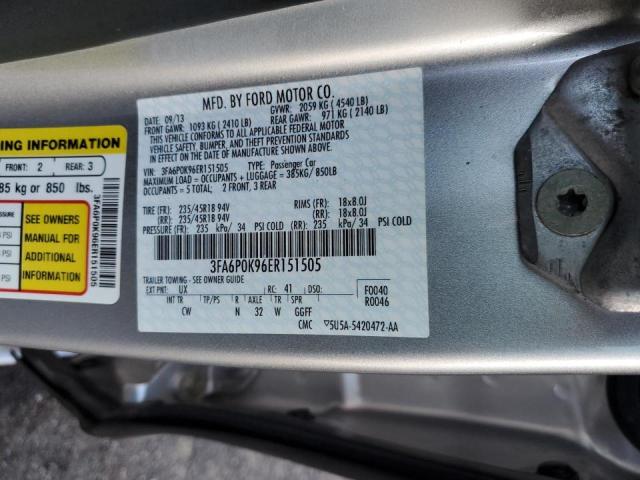 3FA6P0K96ER151505 - 2014 FORD FUSION TITANIUM SILVER photo 12