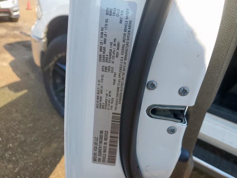 3C6RR7KT1MG665186 - 2021 RAM 1500 CLASS TRADESMAN თეთრი ფოტო 12