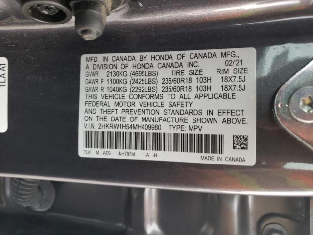 2HKRW1H54MH409980 - 2021 HONDA CR-V EX GRAY photo 13