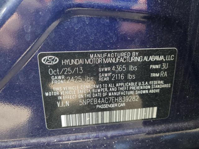 5NPEB4AC7EH839282 - 2014 HYUNDAI SONATA GLS BLUE photo 12