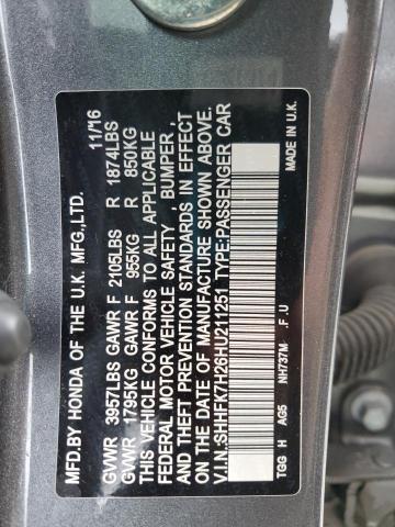 SHHFK7H26HU211251 - 2017 HONDA CIVIC LX GRAY photo 13