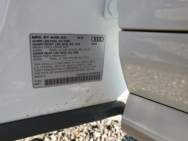 WA1BNAFY2K2092520 - 2019 AUDI Q5 PREMIUM PLUS WHITE photo 13
