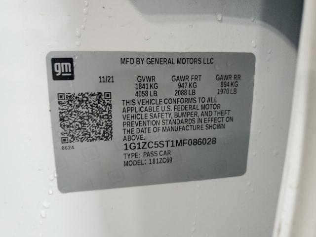 1G1ZC5ST1MF086028 - 2021 CHEVROLET MALIBU LS 白色 照片 12