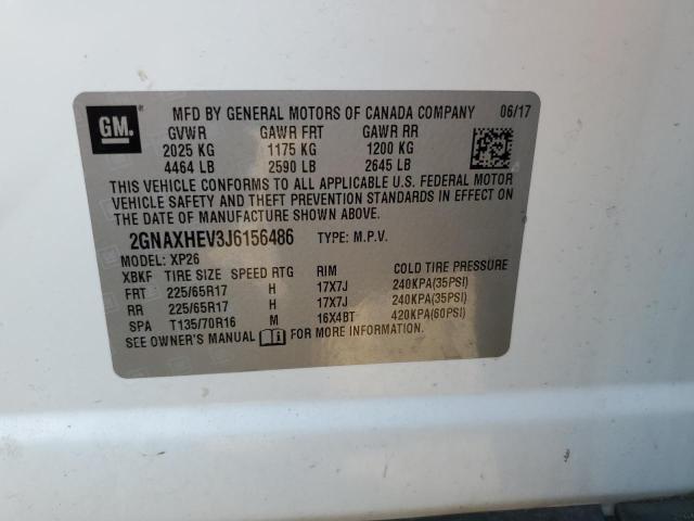 2GNAXHEV3J6156486 - 2018 CHEVROLET EQUINOX LS თეთრი ფოტო 13