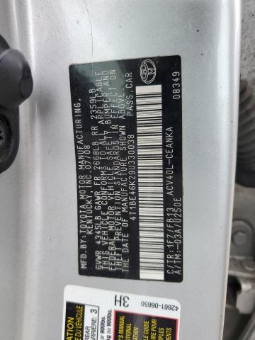 4T1BE46K29U330038 - 2009 TOYOTA CAMRY BASE Gümüş foto 12