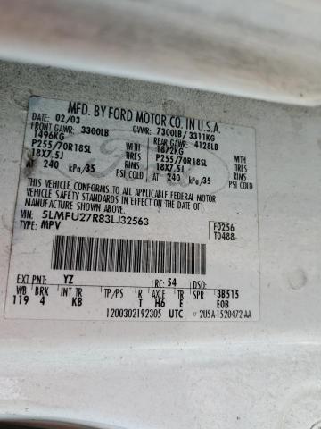 5LMFU27R83LJ32563 - 2003 LINCOLN NAVIGATOR თეთრი ფოტო 13