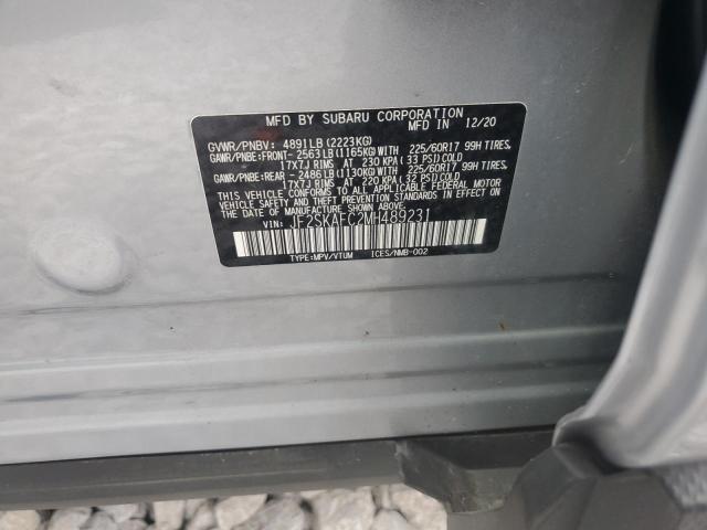 JF2SKAFC2MH489231 - 2021 SUBARU FORESTER PREMIUM SILVER photo 13