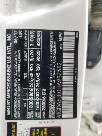 4JGDA5JB0HA987552 - 2017 MERCEDES-BENZ GLE 350 WHITE photo 13