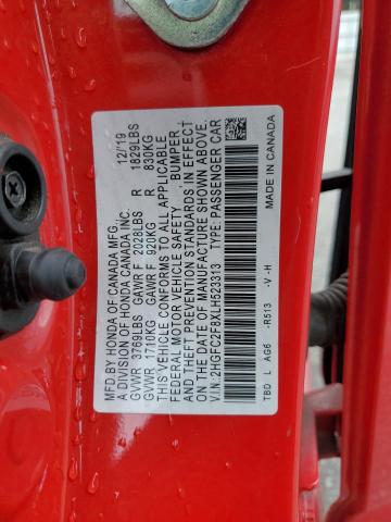 2HGFC2F8XLH523313 - 2020 HONDA CIVIC SPORT RED photo 12