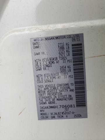 5N1AR2MN6FC706081 - 2015 NISSAN PATHFINDER S WHITE photo 14