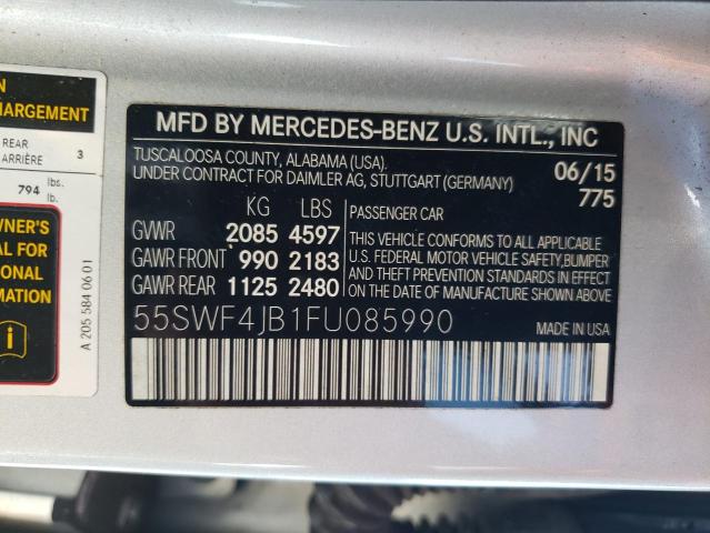 55SWF4JB1FU085990 - 2015 MERCEDES-BENZ C 300 SILVER photo 12