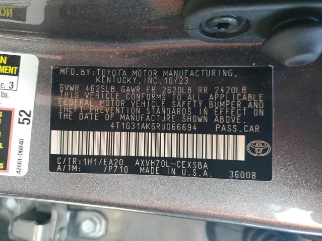 4T1G31AK6RU066694 - 2024 TOYOTA CAMRY SE NIGHT SHADE CHARCOAL photo 12