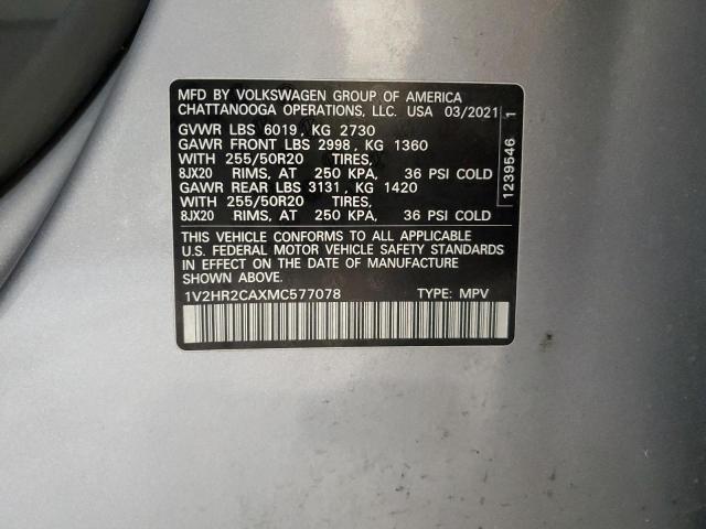 1V2HR2CAXMC577078 - 2021 VOLKSWAGEN ATLAS SE Серебристый фото 13