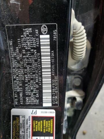 4T4BF1FK1CR178178 - 2012 TOYOTA CAMRY BASE BLACK photo 12