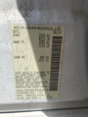 1N4AL3AP5FN334633 - 2015 NISSAN ALTIMA 2.5 白色 照片 12