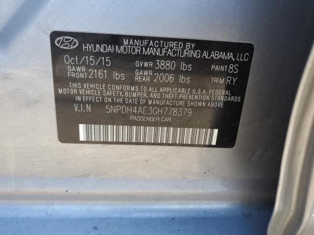 5NPDH4AE3GH778379 - 2016 HYUNDAI ELANTRA SE SILVER photo 12