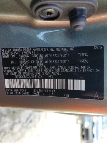 5TDKZ3DC5JS911329 - 2018 TOYOTA SIENNA LE GREEN photo 13