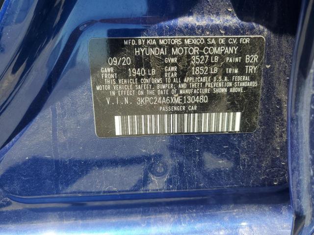 3KPC24A6XME130480 - 2021 HYUNDAI ACCENT SE BLUE photo 13